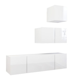 Ensemble de meuble TV 4 pcs Blanc brillant Aggloméré