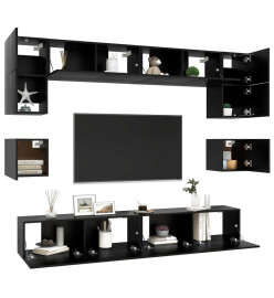 Ensemble de meuble TV 8 pcs Noir Aggloméré