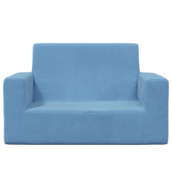 Canapé pour enfants à 2 places Bleu Peluche douce