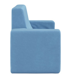 Canapé pour enfants à 2 places Bleu Peluche douce