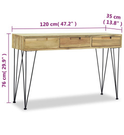 Table console 120 x 35 x 76 cm Teck massif