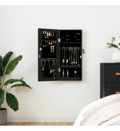 Armoire à bijoux avec miroir murale noir 30x8,5x67 cm