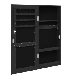 Armoire à bijoux avec miroir murale noir 30x8,5x67 cm