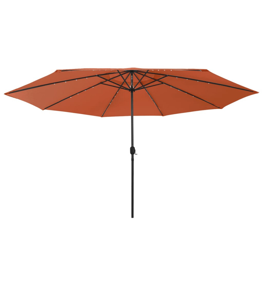 Parasol d'extérieur avec LED et mât en métal 400 cm Terre cuite