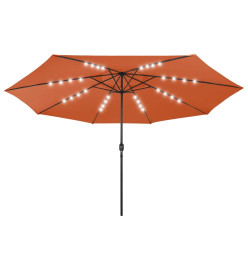 Parasol d'extérieur avec LED et mât en métal 400 cm Terre cuite