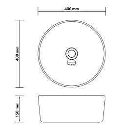 Lavabo rond de luxe Gris clair mat 40x15 cm Céramique