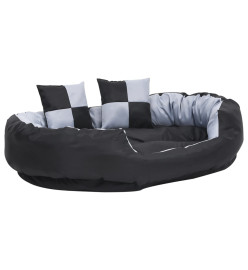 Coussin réversible lavable pour chien Gris et noir 110x80x23 cm