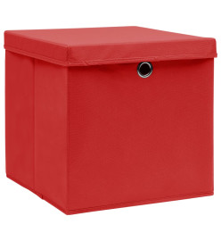 Boîtes de rangement et couvercles 4 pcs Rouge 32x32x32 cm Tissu