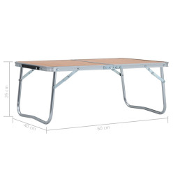 Table pliable de camping Marron Aluminium 60x40 cm