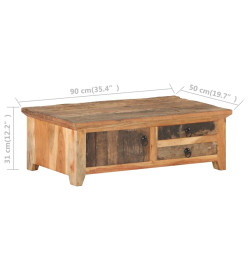 Table basse 90x50x31 cm Bois de récupération massif