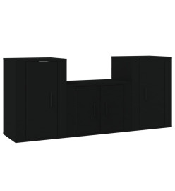 Ensemble de meubles TV 3 pcs Noir Bois d'ingénierie