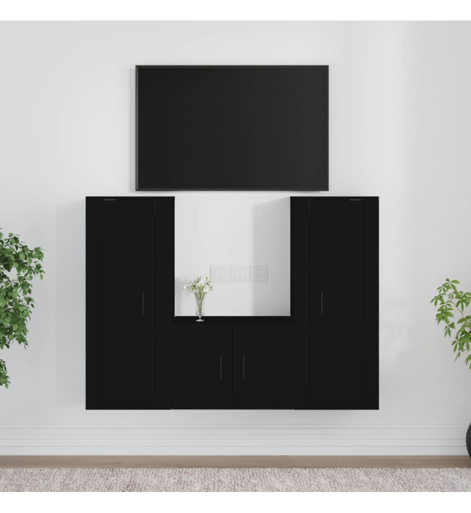 Ensemble de meubles TV 3 pcs Noir Bois d'ingénierie