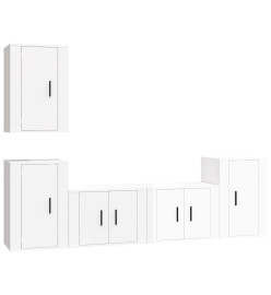 Ensemble de meubles TV 5 pcs Blanc brillant Bois d'ingénierie