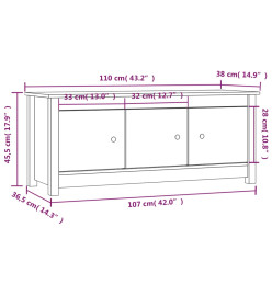 Armoire à chaussures Gris 110x38x45,5 cm Bois de pin massif