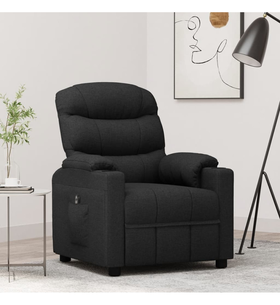 Fauteuil inclinable électrique Noir Tissu