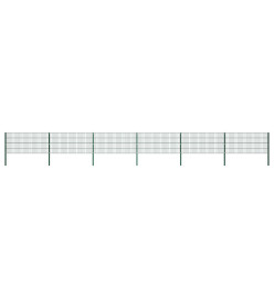 Panneau de clôture avec poteaux Fer 10,2 x 0,8 m Vert