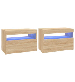 Meubles TV avec lumières LED 2 pcs Chêne sonoma 60x35x40 cm