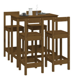 Ensemble de bar 5 pcs Marron miel Bois de pin massif