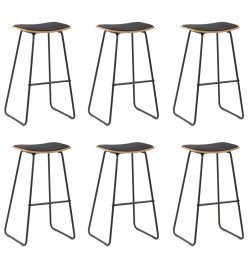 Tabourets de bar lot de 6 noir similicuir