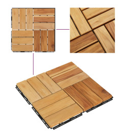 Tuiles de terrasse 20 pcs 30x30 cm bois massif teck