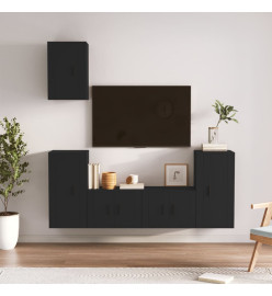 Ensemble de meubles TV 5 pcs Noir Bois d'ingénierie