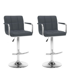 Tabourets de bar lot de 2 gris similicuir