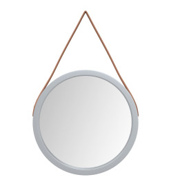 Miroir mural avec sangle Argenté Ø 35 cm