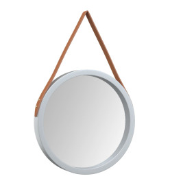 Miroir mural avec sangle Argenté Ø 35 cm