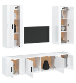 Ensemble de meubles TV 5 pcs Blanc brillant Bois d'ingénierie