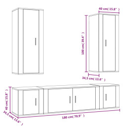 Ensemble de meubles TV 5 pcs Blanc brillant Bois d'ingénierie