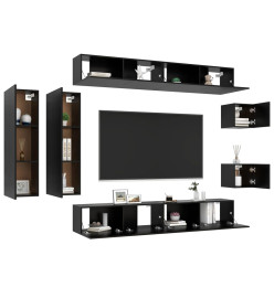 Ensemble de meuble TV 8 pcs Noir Aggloméré