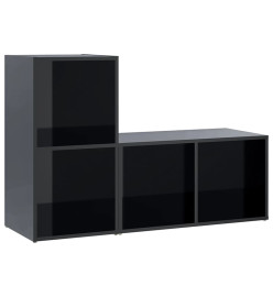 Meubles TV 2 pcs Noir brillant 72x35x36,5 cm Aggloméré