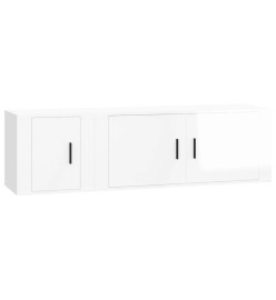 Ensemble de meubles TV 2 pcs blanc brillant bois d'ingénierie