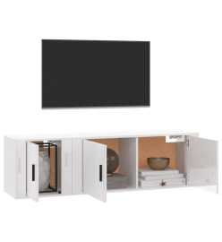 Ensemble de meubles TV 2 pcs blanc brillant bois d'ingénierie