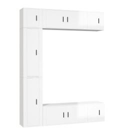 Ensemble de meubles TV 7 pcs Blanc brillant Bois d'ingénierie