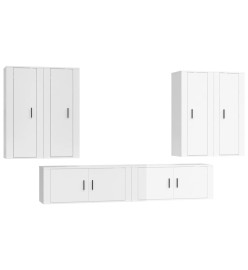 Ensemble de meubles TV 6 pcs Blanc brillant Bois d'ingénierie