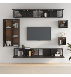 Ensemble de meubles TV 8 pcs Noir Bois d'ingénierie