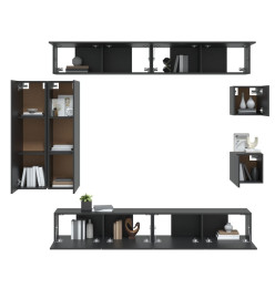 Ensemble de meubles TV 8 pcs Noir Bois d'ingénierie