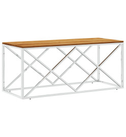 Table basse acier inoxydable et bois massif d'acacia