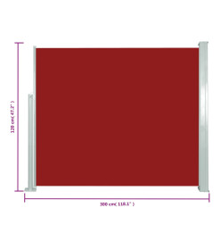 Auvent latéral rétractable 120 x 300 cm Rouge