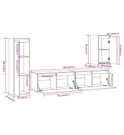 Meubles TV 4 pcs Marron miel Bois massif de pin