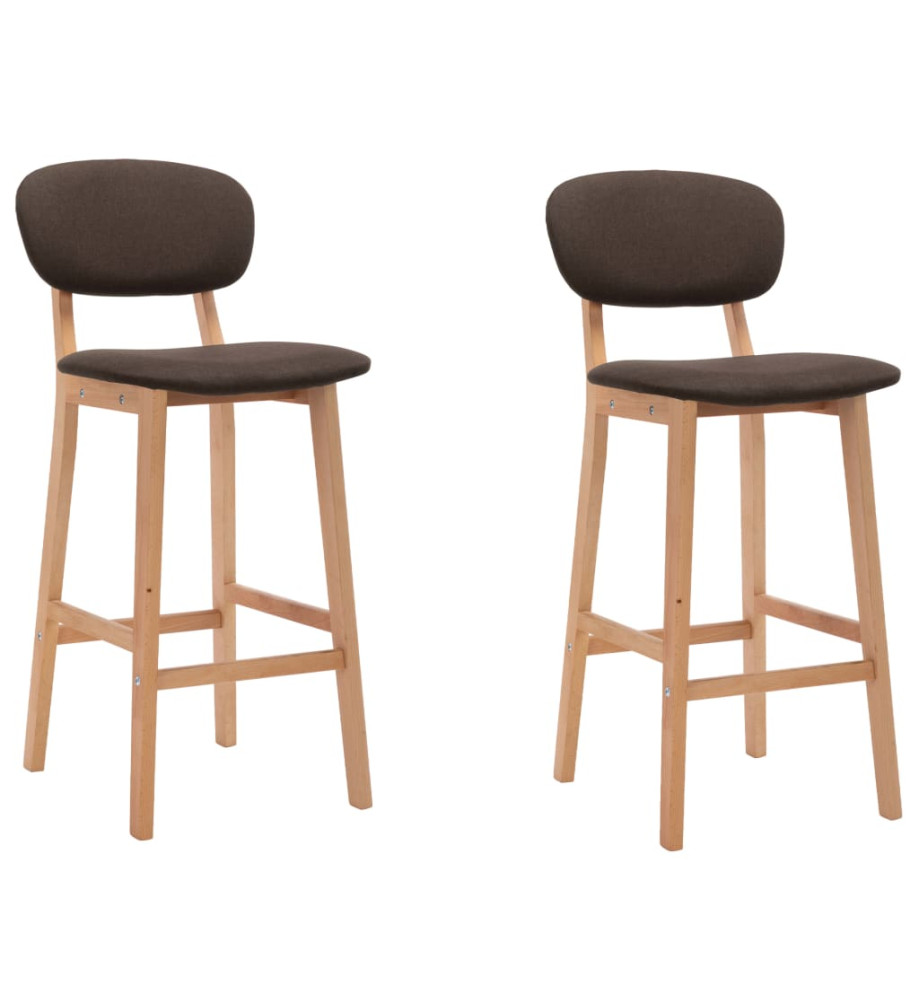 Tabourets de bar lot de 2 marron tissu