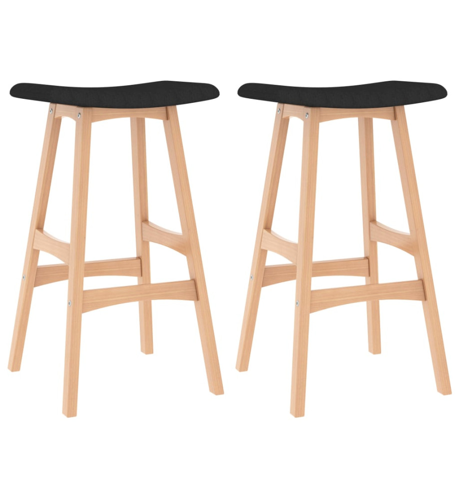 Tabourets de bar lot de 2 noir tissu