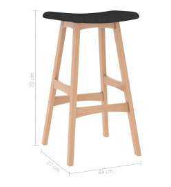 Tabourets de bar lot de 2 noir tissu