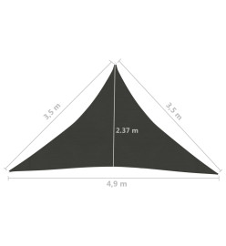 Voile d'ombrage 160 g/m² Anthracite 3,5x3,5x4,9 m PEHD