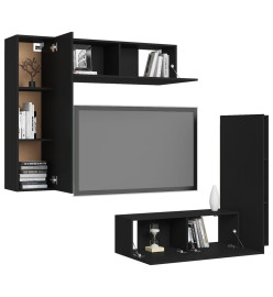 Ensemble de meubles TV 4 pcs Noir Aggloméré