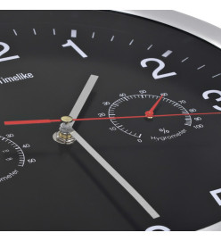 Horloge murale à quartz Hygromètre et thermomètre 30 cm Noir