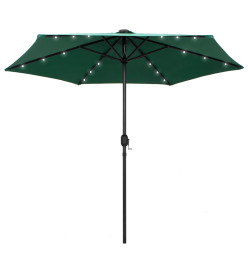 Parasol avec LED et mât en aluminium 270 cm Vert