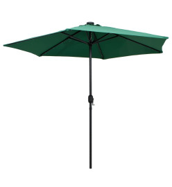 Parasol avec LED et mât en aluminium 270 cm Vert