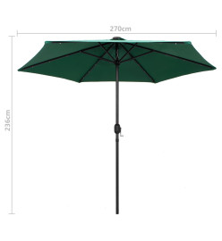 Parasol avec LED et mât en aluminium 270 cm Vert